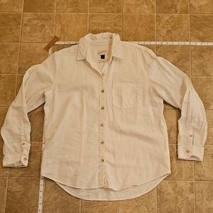 Universal Thread Men's Button Down Cream/white Linen Shirt